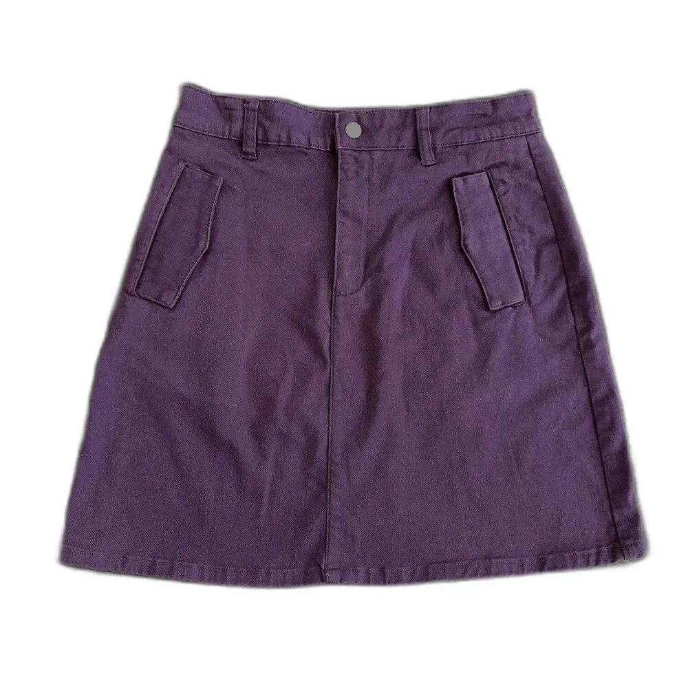 Y2k Vintage Covington Dark Purple Indie Denim High Waist Mini Skirt size 26